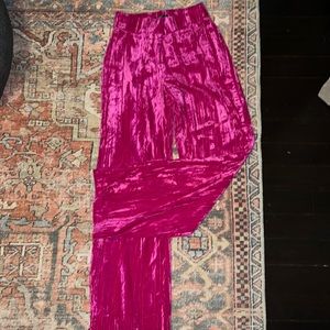 Nasty gal hot pink velvet flare pants - high waisted